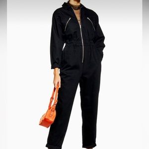 Top Shop black denim flight suit Size US 8 EU 40